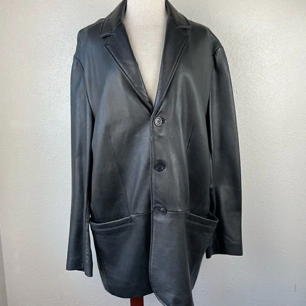 Nicole Miller New York Black Leather Jacket Size XL EUC
